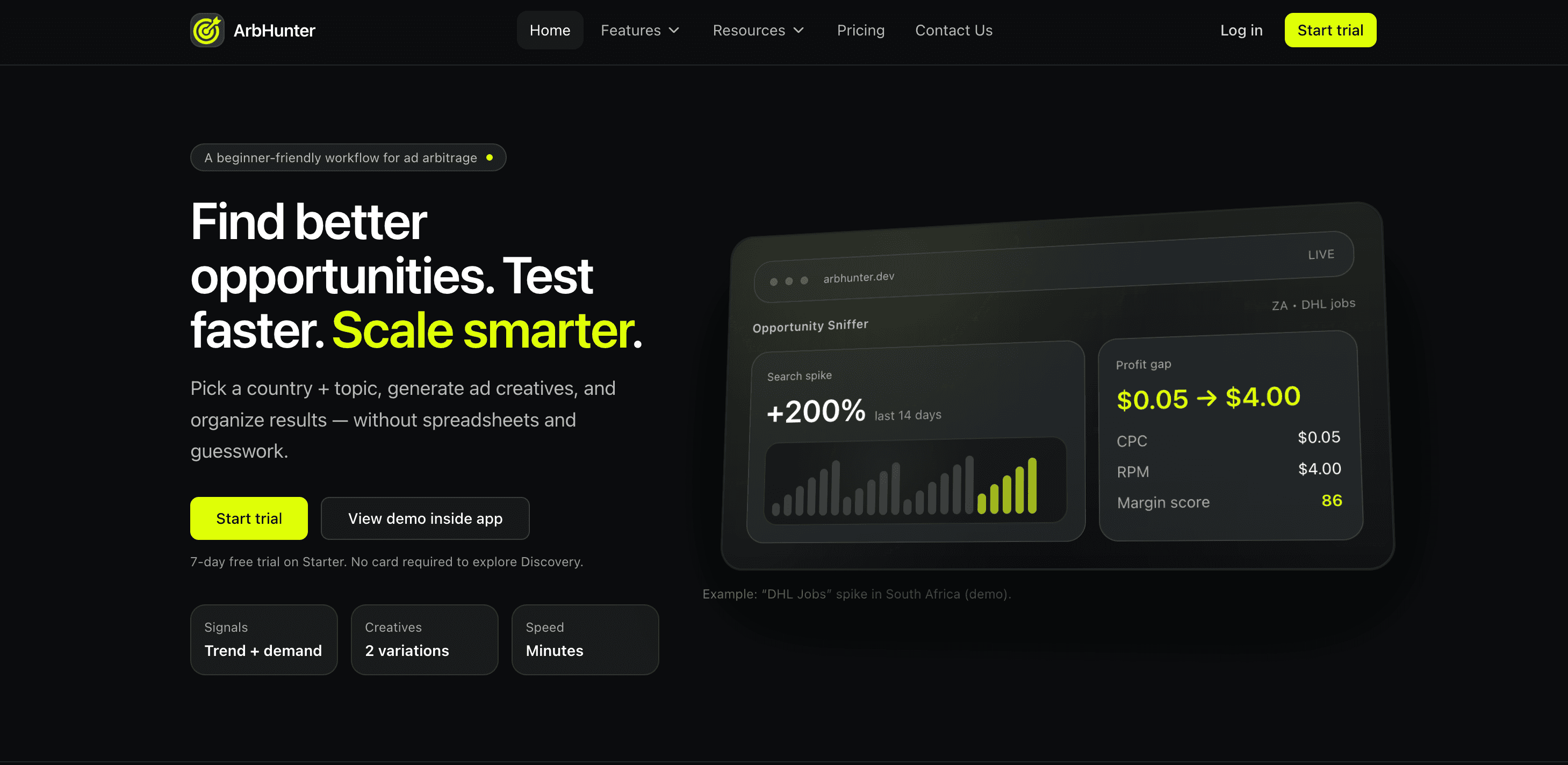 ArbHunter screenshot